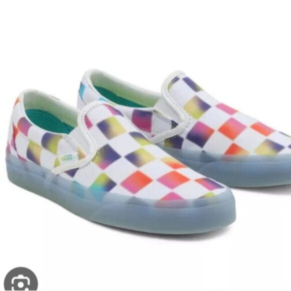 VANS Classic Slip On Sneakers, Soft Check Blue mid sole, Sz 6.5 - Picture 3 of 10